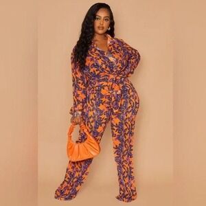 Pretty Little Thing Floral Print Beach Sheer Flare Pants Size 14‎ NWT